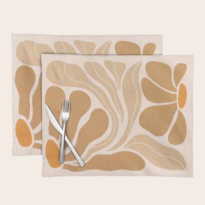 Modern Boho Art Nouveau Floral 2.3 Neutral Sand Placemat Gallery Image 1