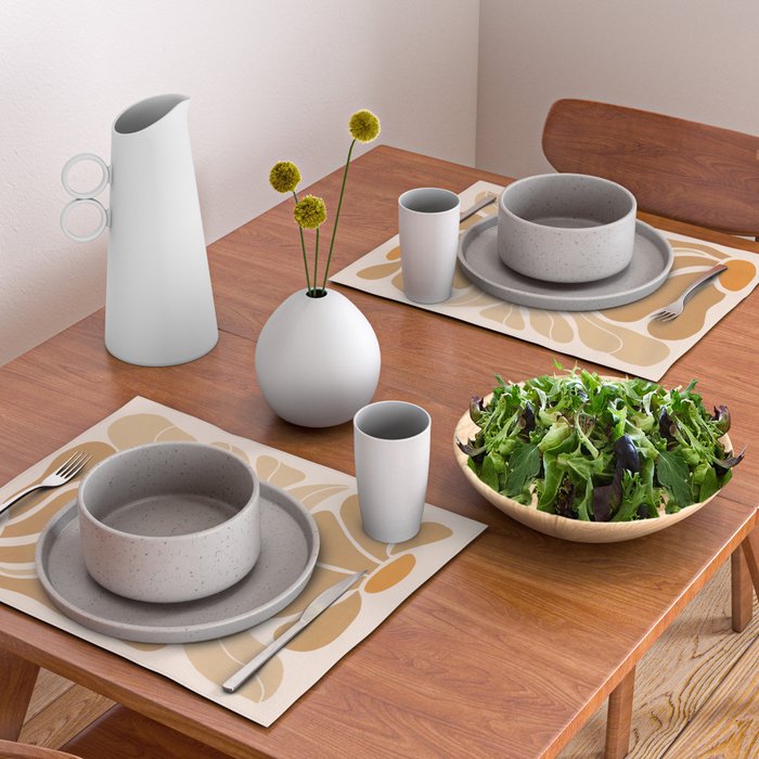 Modern Boho Art Nouveau Floral 2.3 Neutral Sand Placemat Gallery Image 2