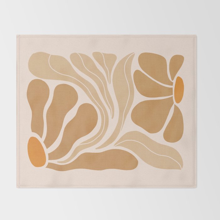 Modern Boho Art Nouveau Floral 2.3 Neutral Sand Throw Blanket Gallery Image 2