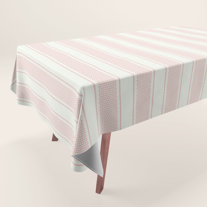 Vintage pastel pink stripes pattern Tablecloth Gallery Image 1
