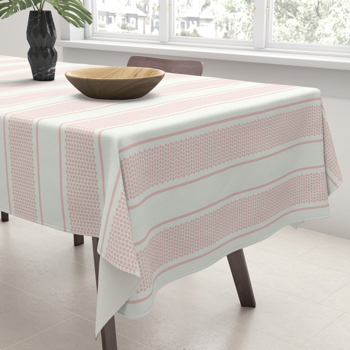 Vintage pastel pink stripes pattern Tablecloth Gallery Image 3