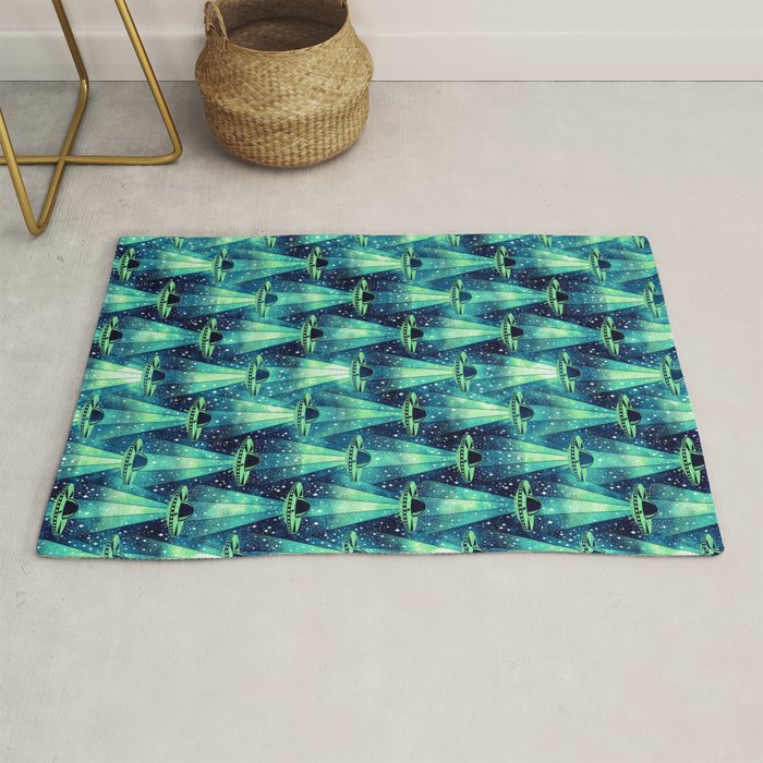 Cosmic UFO - Galactic Green Rug Gallery Image 1