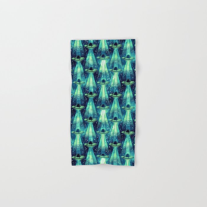 Cosmic UFO - Galactic Green Bath Towel Gallery Image 1
