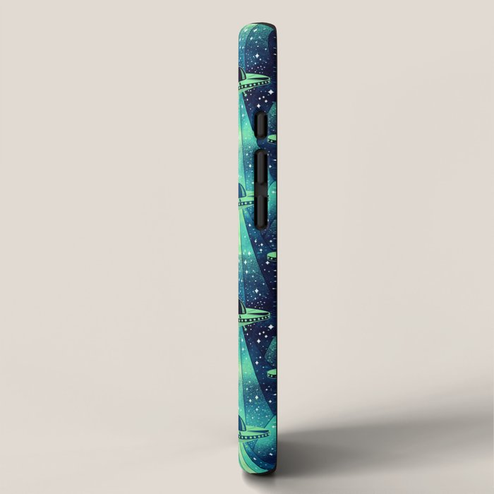 Cosmic UFO - Galactic Green iPhone Case Gallery Image 2