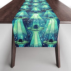 Cosmic UFO - Galactic Green Table Runner Gallery Image 1
