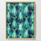 Cosmic UFO - Galactic Green Serving Tray Gallery Image 1