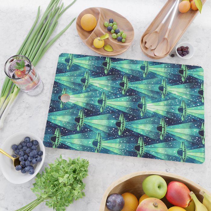 Cosmic UFO - Galactic Green Cutting Board Gallery Image 2