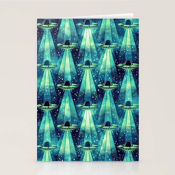 Cosmic UFO - Galactic Green Stationery Card Gallery Image 2
