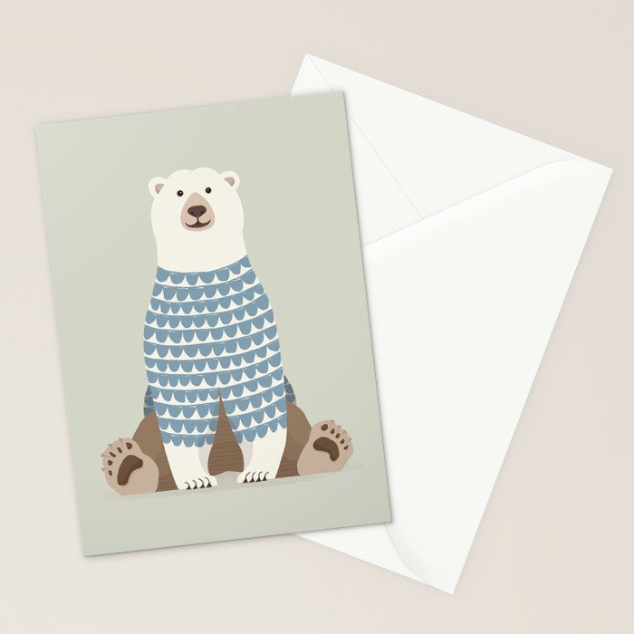Whimsical Polar Bear Stationery Card Gallery Image 2