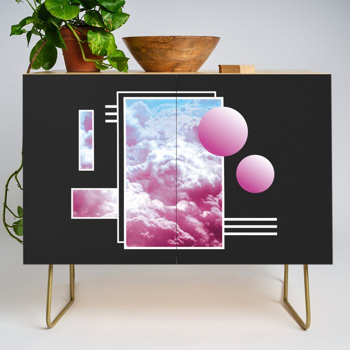 Vaporwave sky / Shapes / 80s / 90s / aesthetic Credenza Gallery Image 1