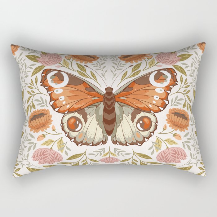 William Morris Inspired Monarch Butterfly Pattern Rectangular Pillow Gallery Image 1