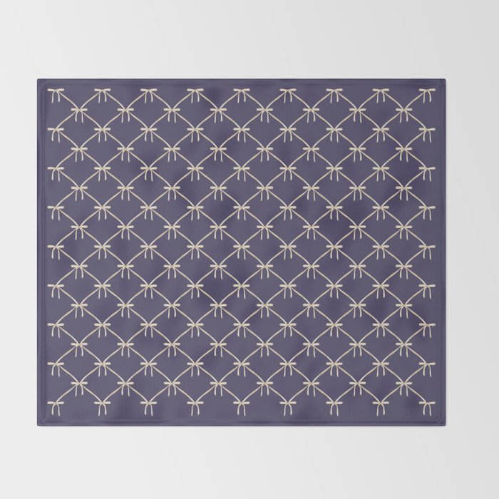 Bows & Ribbons Pattern XXXII Dark Lavender Purple Throw Blanket Gallery Image 2