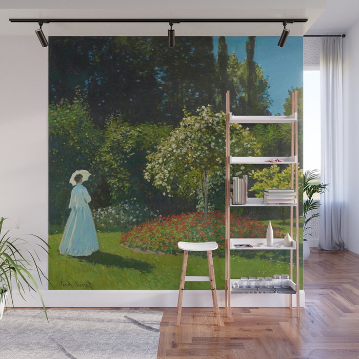 Lady in the Garden by Claude Monet Wall Mural Gallery Image 1