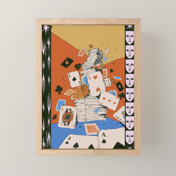 'Texas' - Surreal Illustration with Playing Cards and Dice, Western Retro Style Mini Art Print