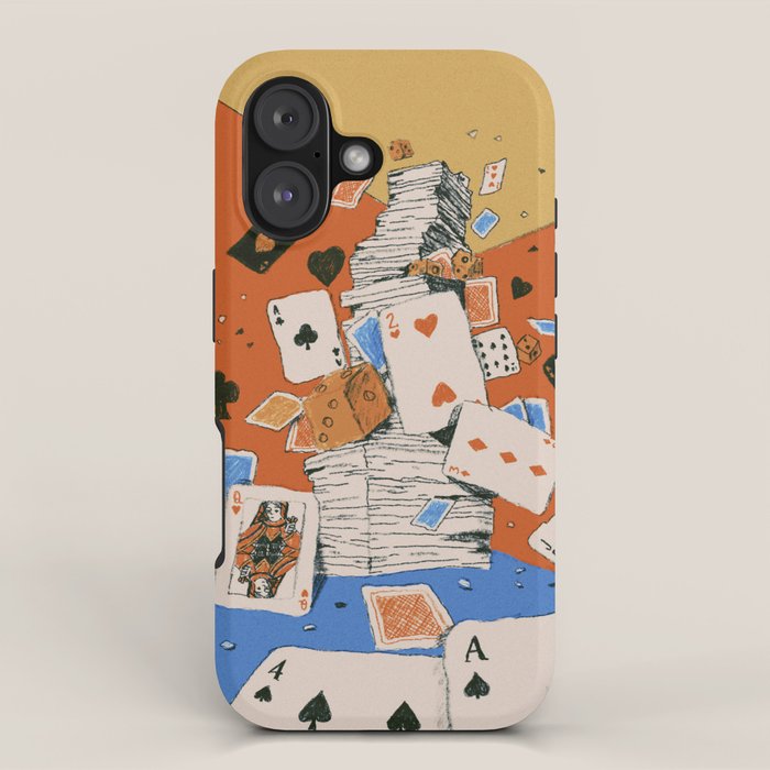 'Texas' - Surreal Illustration with Playing Cards and Dice, Western Retro Style iPhone Case Gallery Image 1