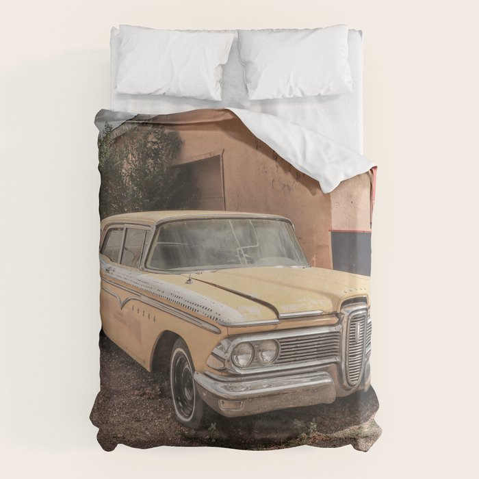 Vintage American Car Art Print | Famous Route 66 Scene Arizona Photo | USA Color Travel Photography Duvet Cover Gallery Image 1