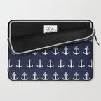 Nautical Navy Blue and White Anchors Laptop Sleeve Gallery Image 2