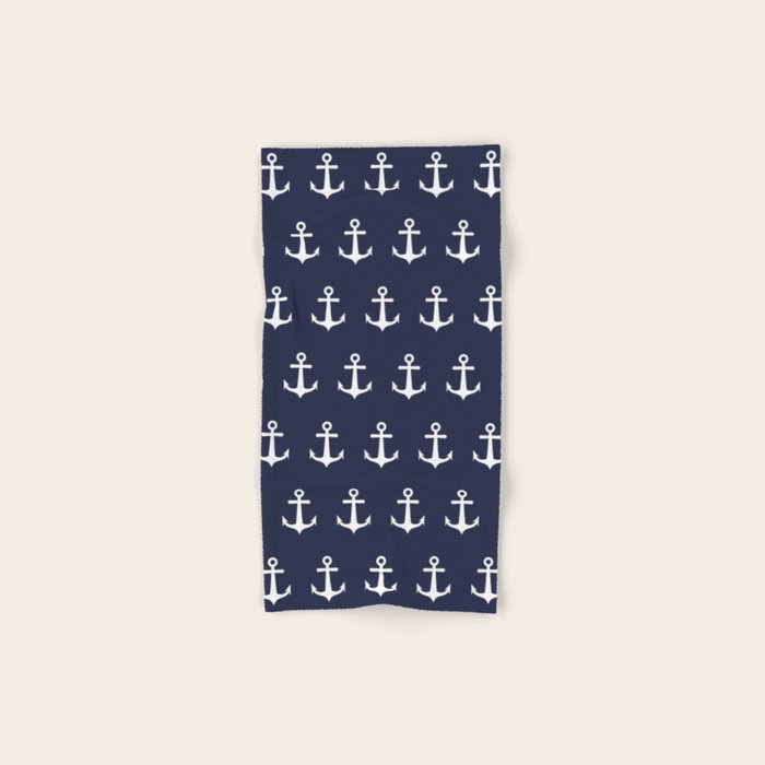Nautical Navy Blue and White Anchors Bath Towel Gallery Image 1
