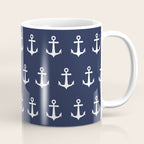 Nautical Navy Blue and White Anchors Coffee Mug Gallery Image 1