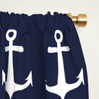 Nautical Navy Blue and White Anchors Window Curtain Gallery Image 2