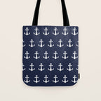 Nautical Navy Blue and White Anchors Tote Bag Gallery Image 1
