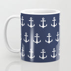 Nautical Navy Blue and White Anchors Coffee Mug Gallery Image 3