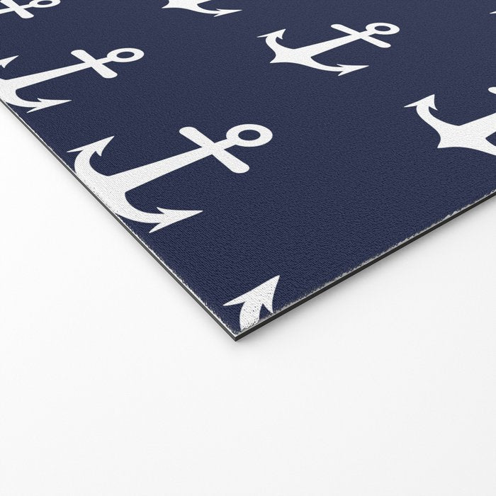 Nautical Navy Blue and White Anchors Welcome Mat Gallery Image 2