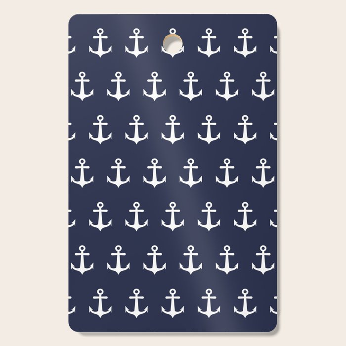 Nautical Navy Blue and White Anchors Cutting Board Gallery Image 1