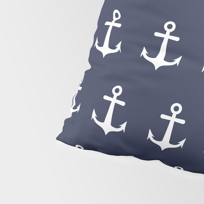 Nautical Navy Blue and White Anchors Pillow Sham Gallery Image 4