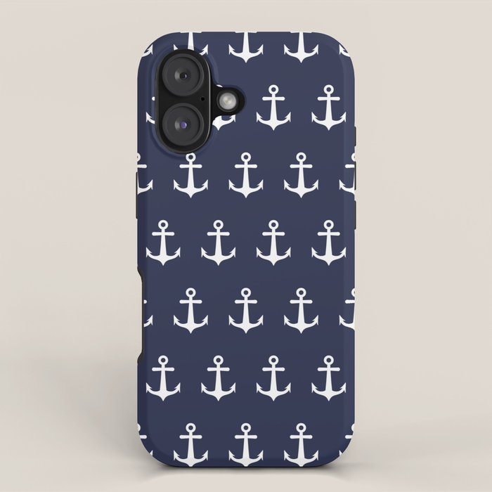 Nautical Navy Blue and White Anchors iPhone Case Gallery Image 1