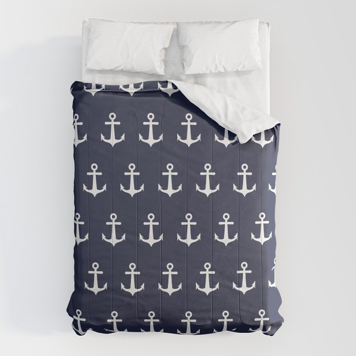 Nautical Navy Blue and White Anchors Comforter Gallery Image 6