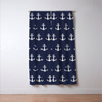 Nautical Navy Blue and White Anchors Window Curtain Gallery Image 3