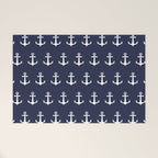 Nautical Navy Blue and White Anchors Welcome Mat Gallery Image 1