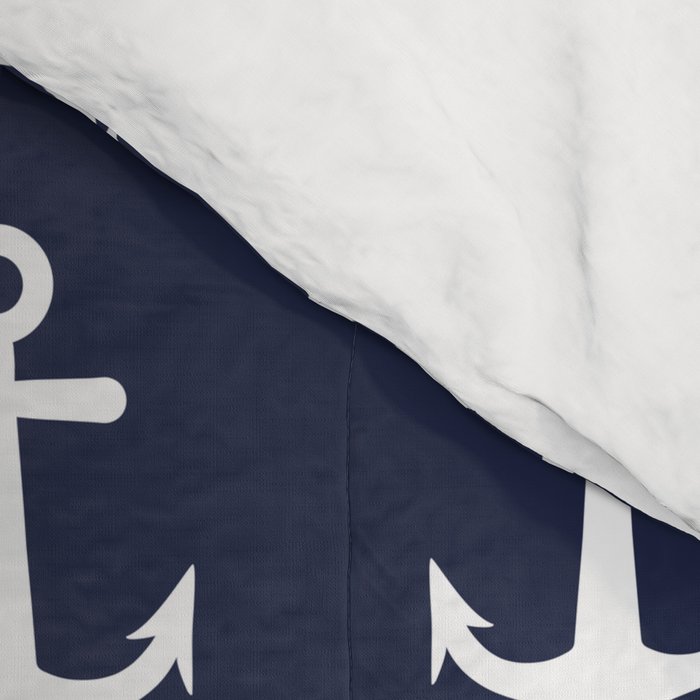 Nautical Navy Blue and White Anchors Comforter Gallery Image 4