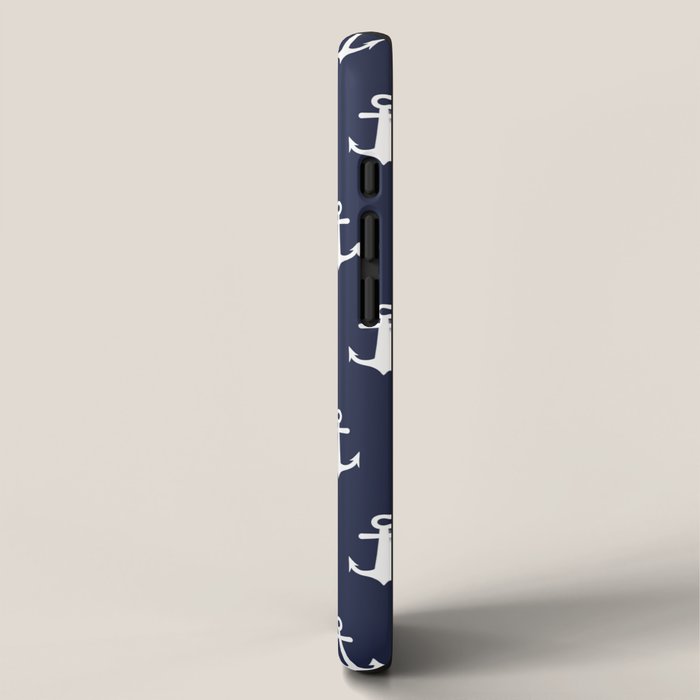 Nautical Navy Blue and White Anchors iPhone Case Gallery Image 2