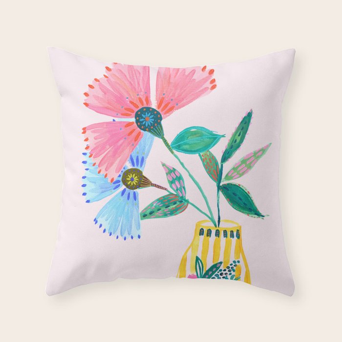 Boho Flowers Throw Pillow Gallery Image 6