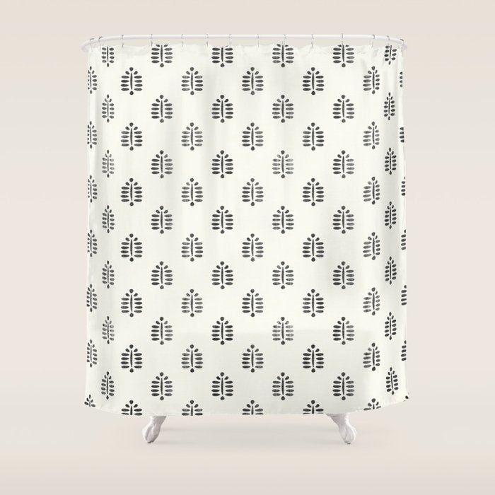 block print palm  Shower Curtain Gallery Image 1