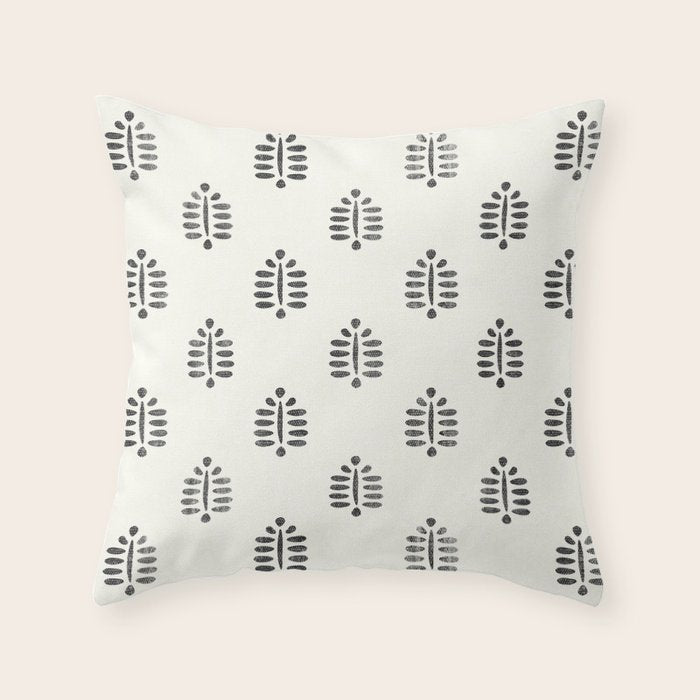 block print palm  Throw Pillow Gallery Image 1