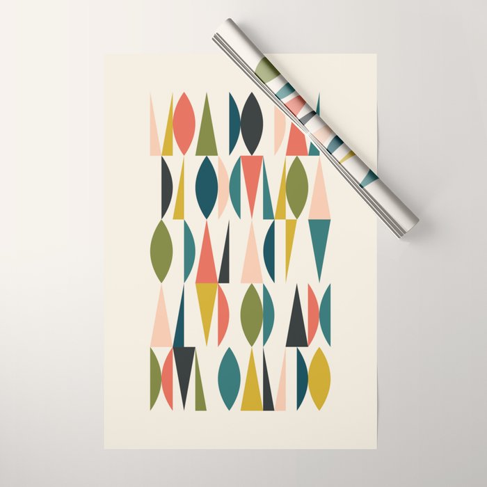 Mid Century Modern Abstract Colorful Shapes Funky Cool Minimalist Pattern Wrapping Paper Gallery Image 1