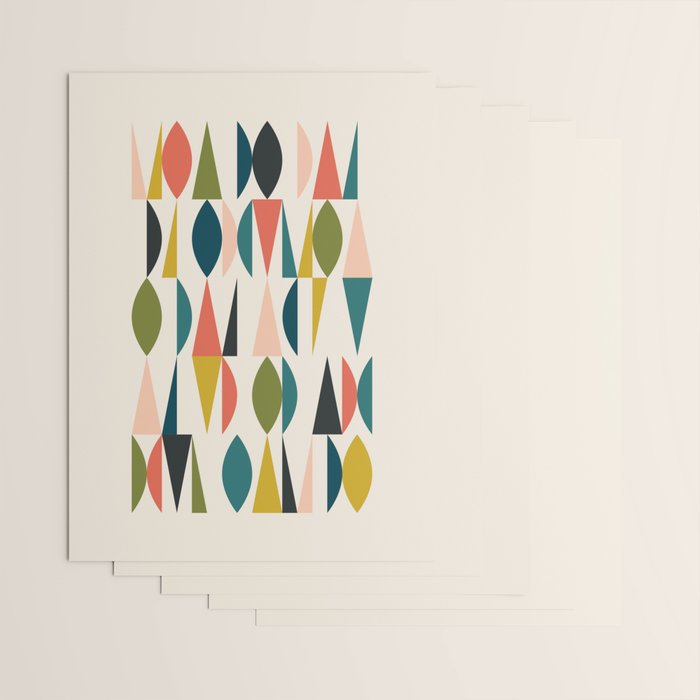 Mid Century Modern Abstract Colorful Shapes Funky Cool Minimalist Pattern Wrapping Paper Gallery Image 3