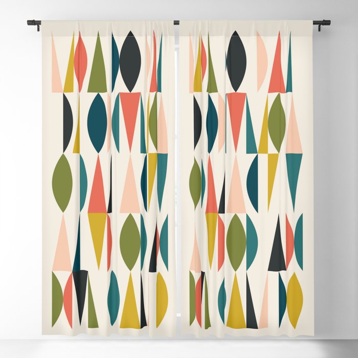 Mid Century Modern Abstract Colorful Shapes Funky Cool Minimalist Pattern Window Curtain Gallery Image 5