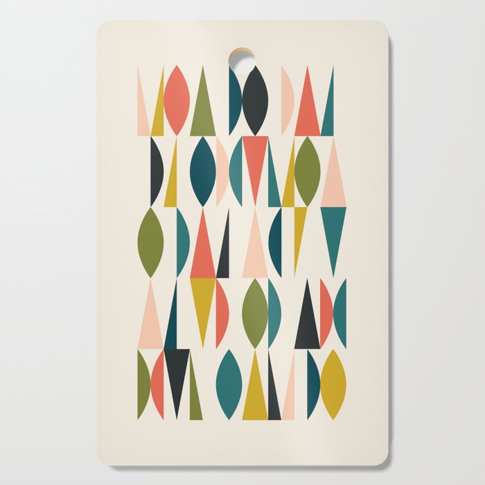 Mid Century Modern Abstract Colorful Shapes Funky Cool Minimalist Pattern Cutting Board Gallery Image 1