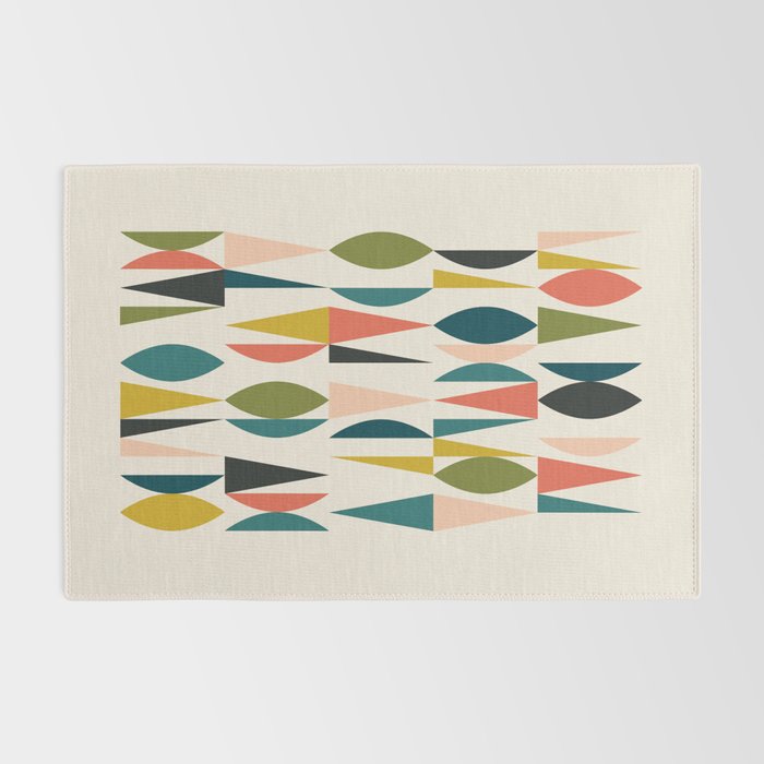 Mid Century Modern Abstract Colorful Shapes Funky Cool Minimalist Pattern Rug Gallery Image 2