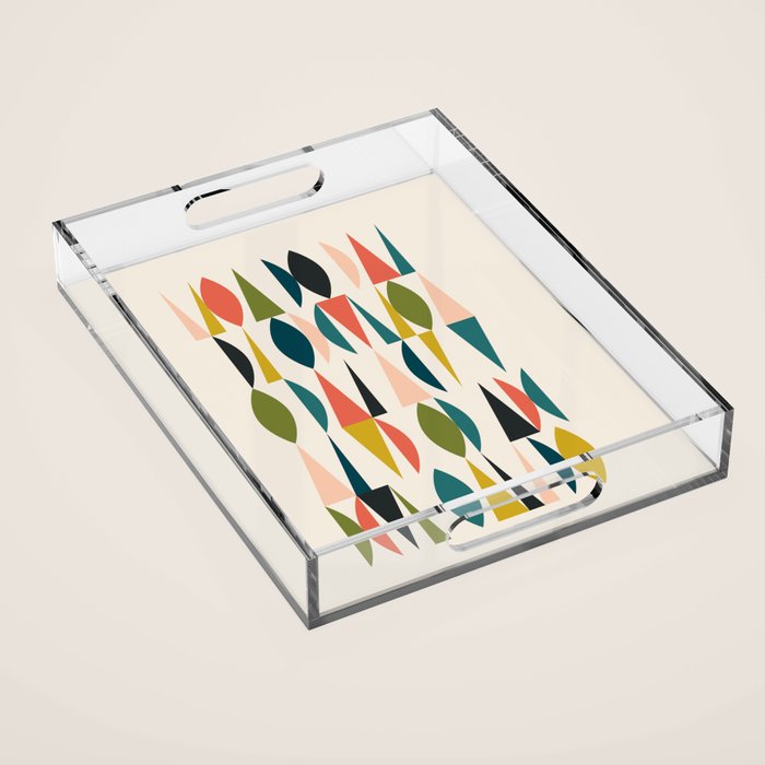 Mid Century Modern Abstract Colorful Shapes Funky Cool Minimalist Pattern Acrylic Tray Gallery Image 1