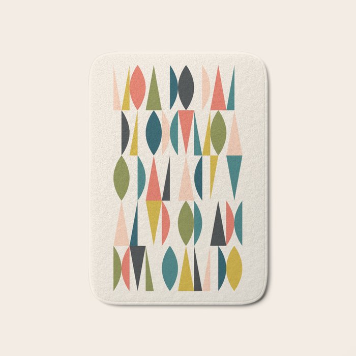 Mid Century Modern Abstract Colorful Shapes Funky Cool Minimalist Pattern Bath Mat Gallery Image 1