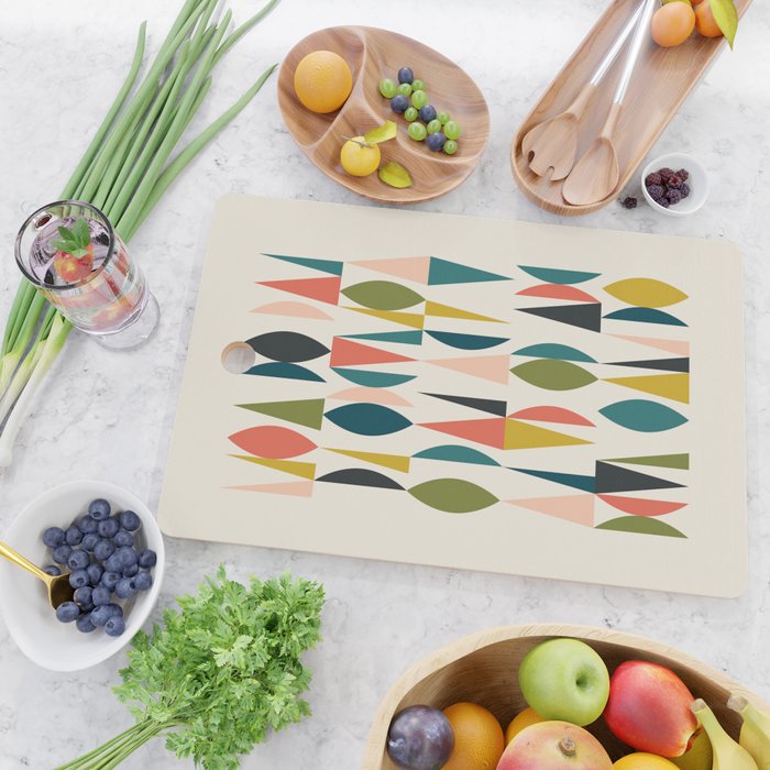 Mid Century Modern Abstract Colorful Shapes Funky Cool Minimalist Pattern Cutting Board Gallery Image 2