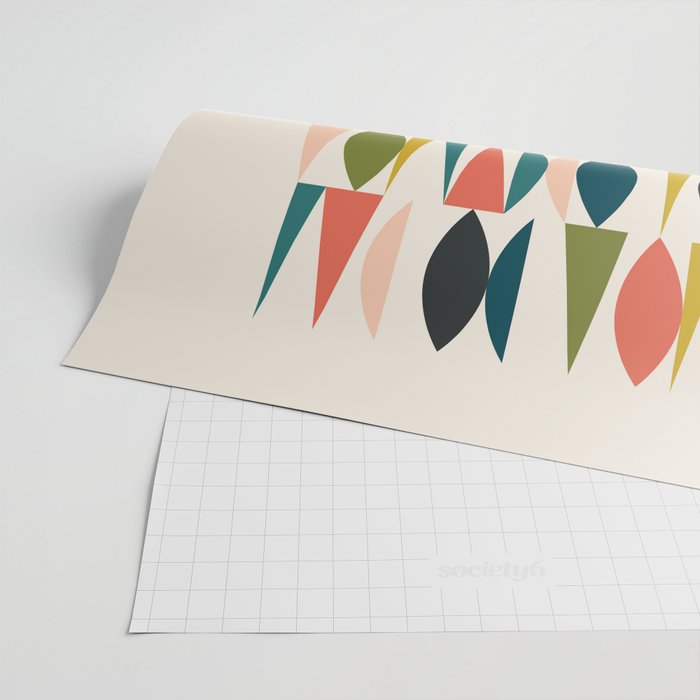 Mid Century Modern Abstract Colorful Shapes Funky Cool Minimalist Pattern Wrapping Paper Gallery Image 2