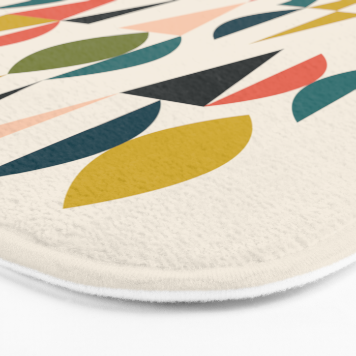 Mid Century Modern Abstract Colorful Shapes Funky Cool Minimalist Pattern Bath Mat Gallery Image 3