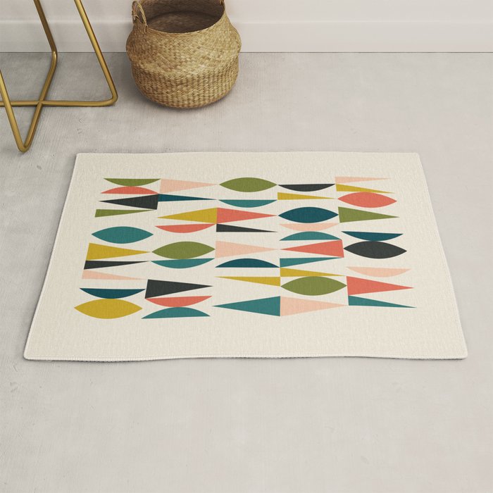 Mid Century Modern Abstract Colorful Shapes Funky Cool Minimalist Pattern Rug Gallery Image 1