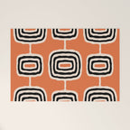 Mid Century Modern Atomic Rings Pattern 239 Black Beige and Orange Welcome Mat Gallery Image 1